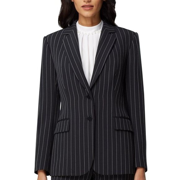 Tahari ASL Petite Chalk-Stripe Two-Button Blazer - Picture 2 of 3